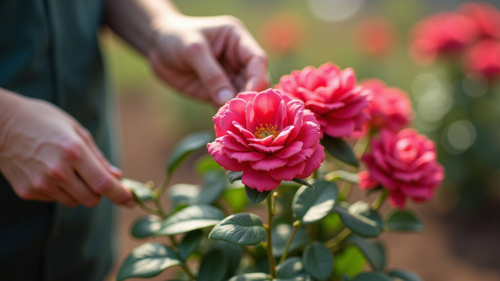 Fertilizing desert rose with specific fertilizer, professional photography, 8K quality, sharp Adubando a Rosa do Deserto para floração abundante.