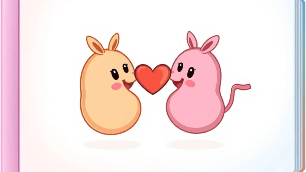 Ilustração de duas vogais se unindo com um coração, representando um ditongo.