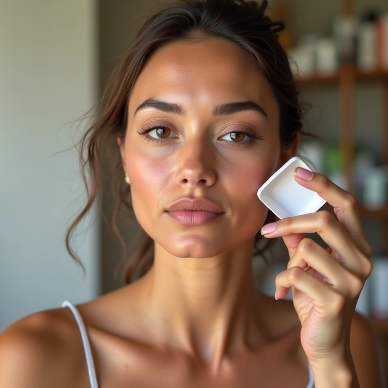 Aplicação de primer no rosto para uniformizar a pele.