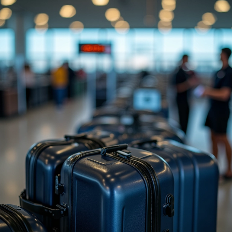 Balaço mostrando o peso da bagagem no aeroporto. Limite de peso para compras aéreas e marítimas.