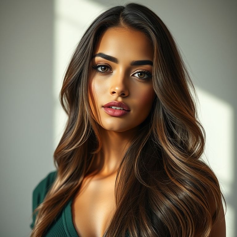 Cabelo longo com camadas para rosto coração.