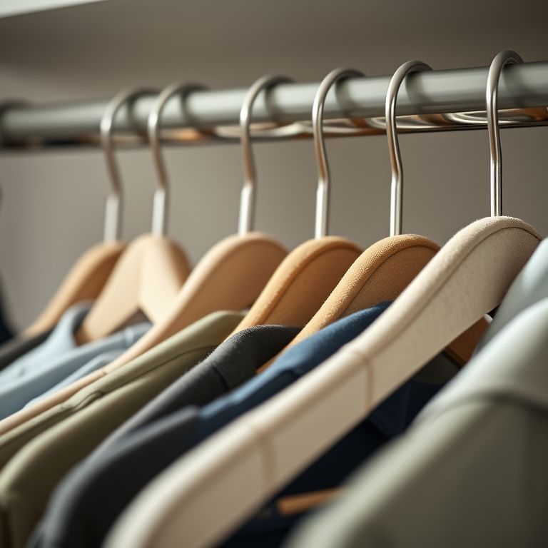 Cabides de veludo da Ordene organizando as roupas.