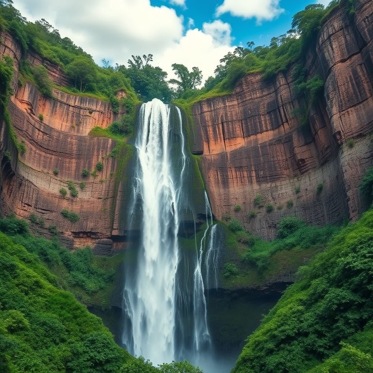 Cachoeira exuberante em Roraima.