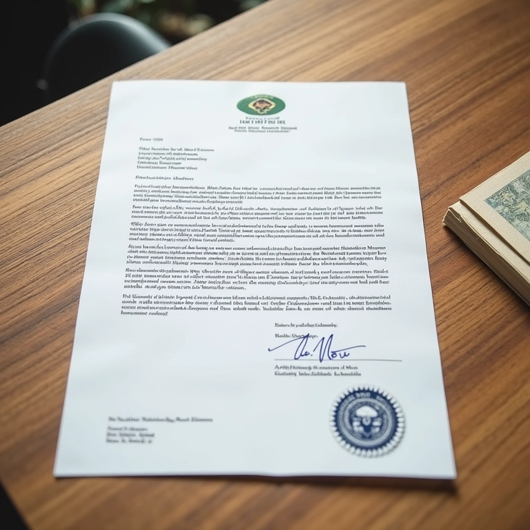 Carta Rogatória com o selo do Brasil representando processo legal internacional.