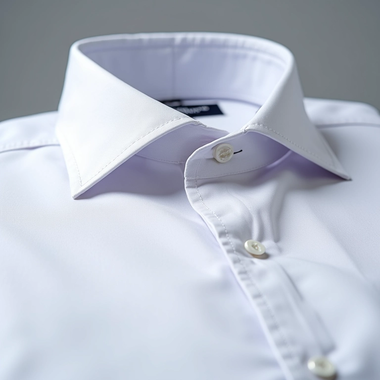 Close-up da camisa social de algodão egípcio da Ricardo Almeida, destacando a qualidade do tecido.