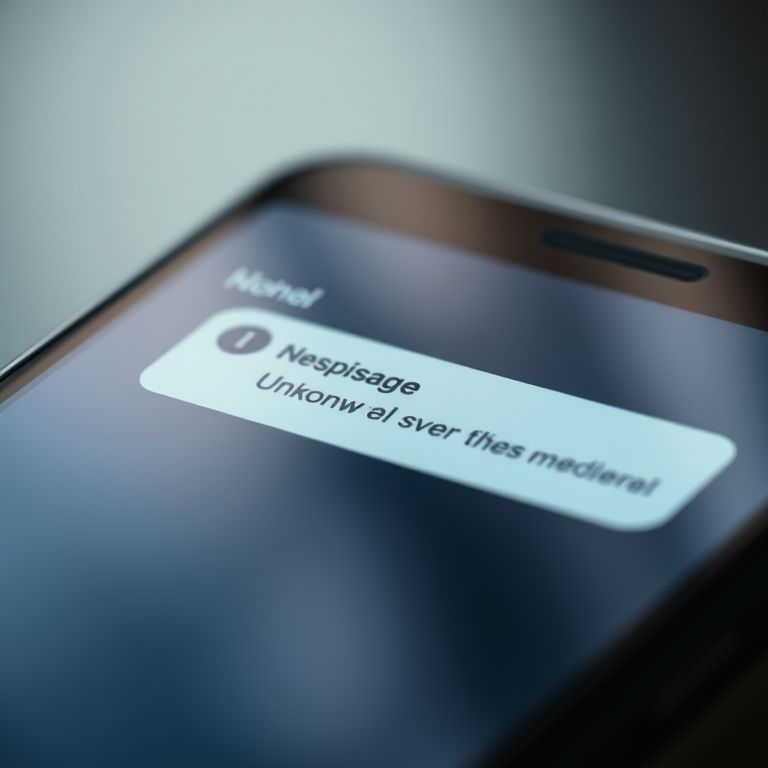 Close-up de um smartphone exibindo uma mensagem suspeita de um remetente desconhecido.