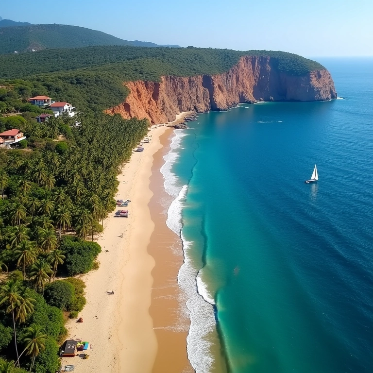 Coqueiros alinhados na Praia do Gunga, Barra de São Miguel.