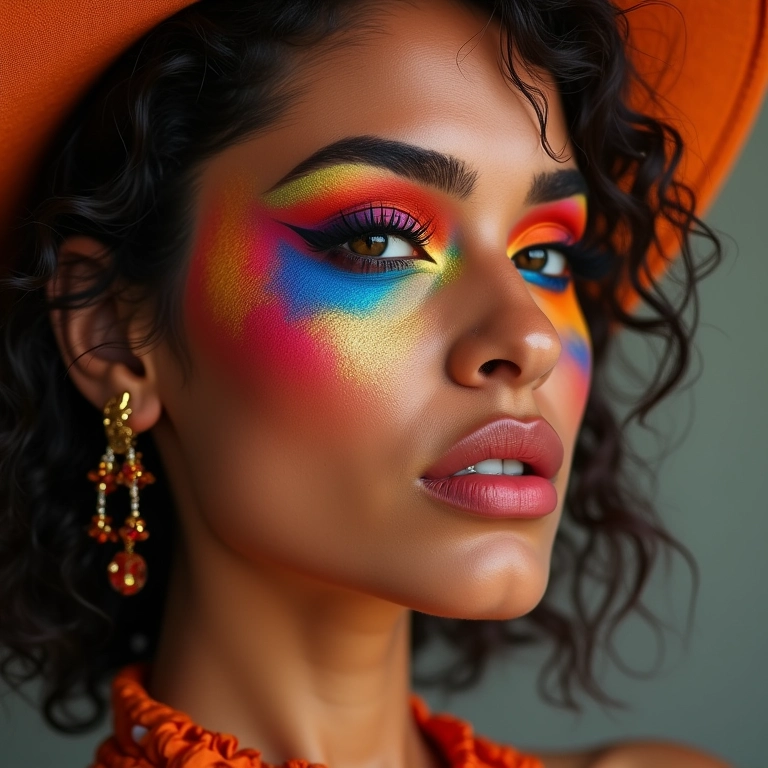 Cut crease colorido para maquiagem de festival.