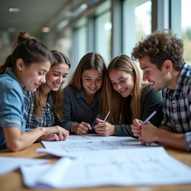 Projeto Integrador: O que é e Como Fazer na Faculdade Estudantes diversos trabalhando juntos em projeto integrador na faculdade.