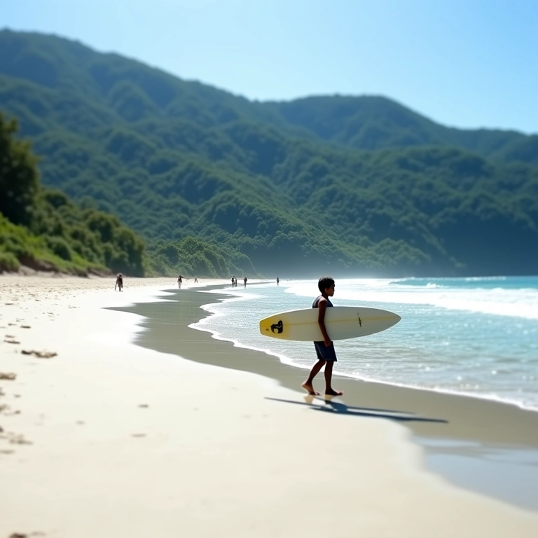 Extensa faixa de areia branca em Lopes Mendes, Ilha Grande.