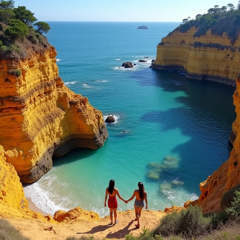 Falésias coloridas e piscinas naturais na Praia do Espelho, Porto Seguro.