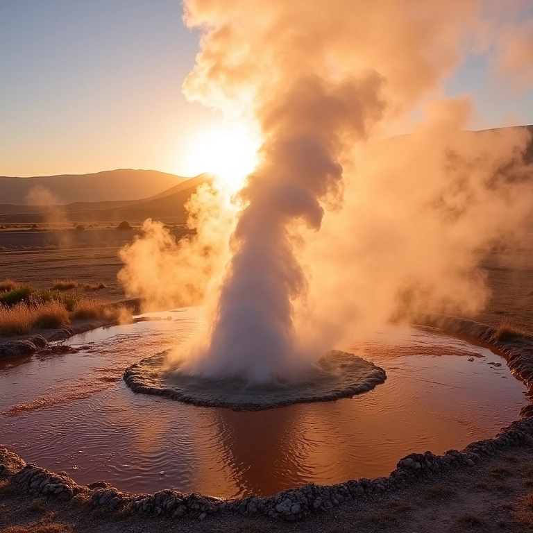Gêiseres del Tatio em erupção, mostrando o poder da natureza.