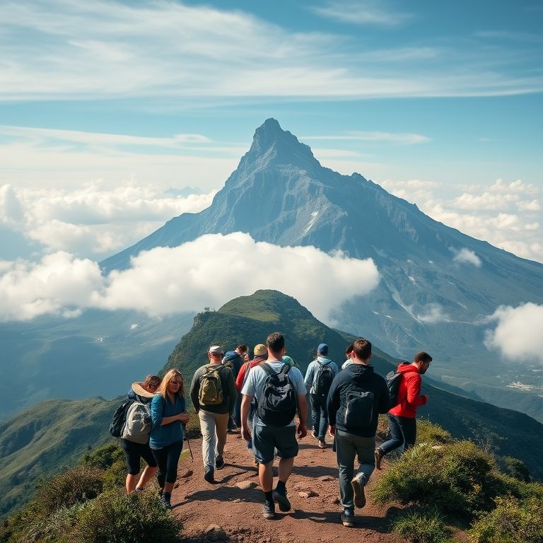 Grupo de aventureiros se aproximando do Monte Roraima.