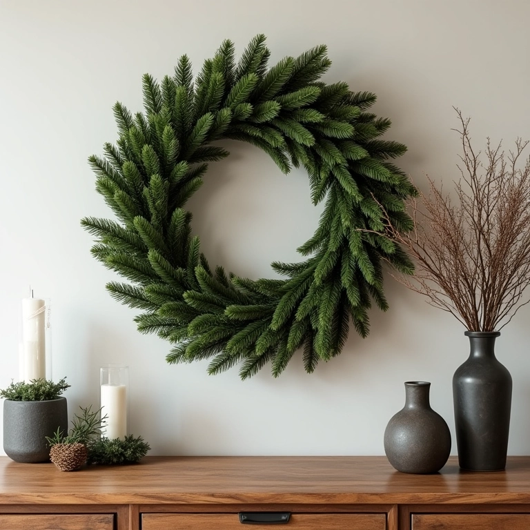 Guirlanda charmosa como ponto central na decoração do aparador de Natal.