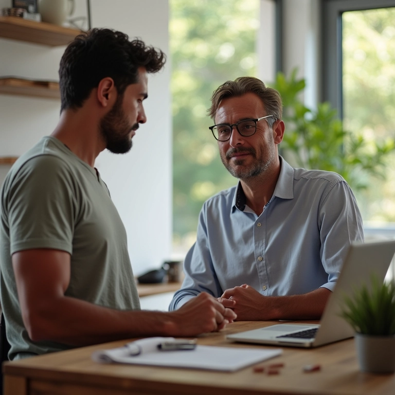 Homem consulta guia fiscal sobre declaração de pensão de dependentes.