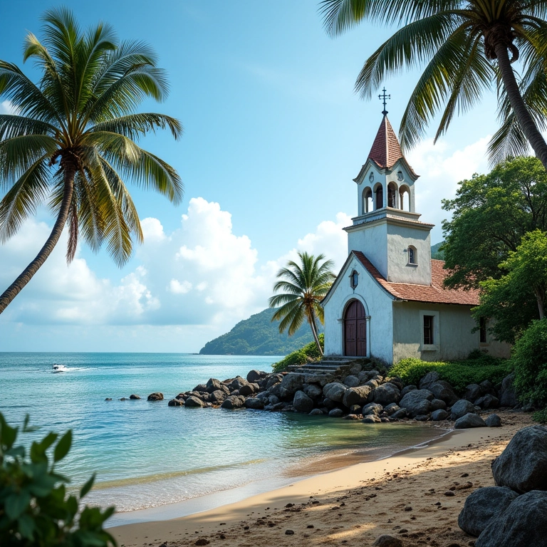 Igrejinha à beira-mar na Praia dos Carneiros, Tamandaré.