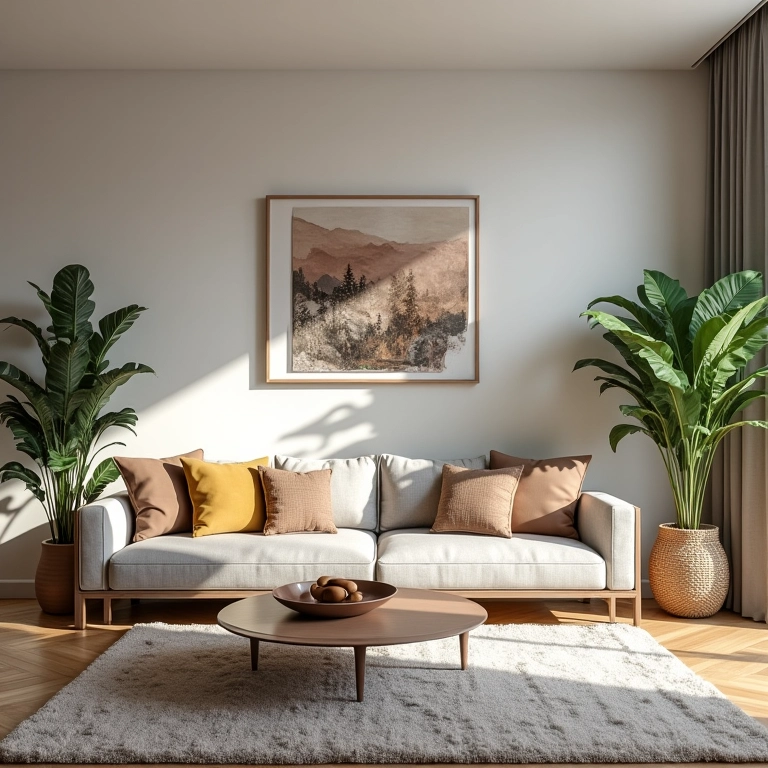 Interior de apartamento moderno com biombos decorativos e versáteis.