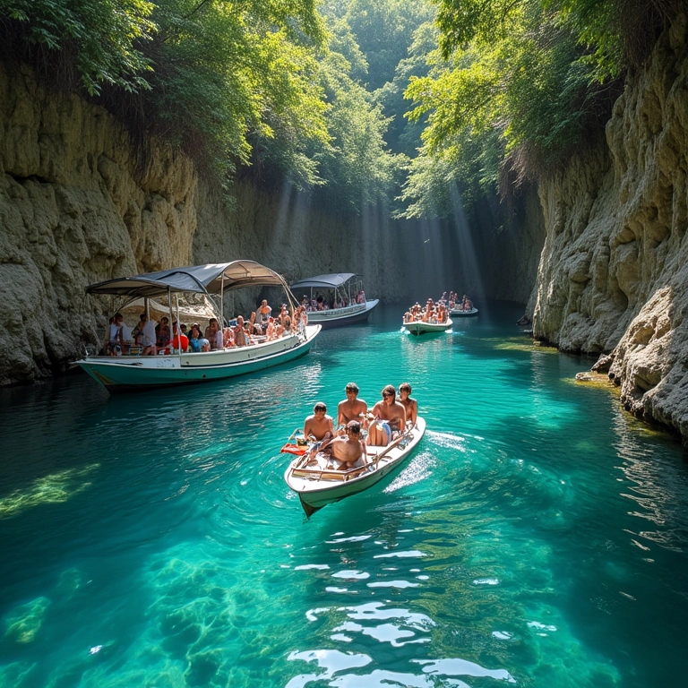 Jangadas levando turistas às piscinas naturais de Pajuçara.