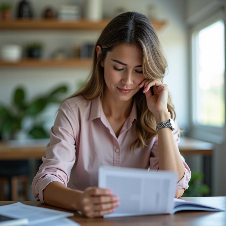 Mulher analisa informações sobre pensão alimentícia recebida em anos anteriores.