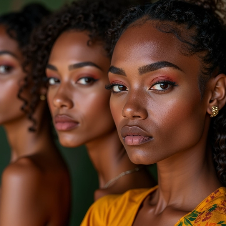 Tendência de maquiagem 2025: o que esperar Mulheres diversas exibindo maquiagem tendência 2025.