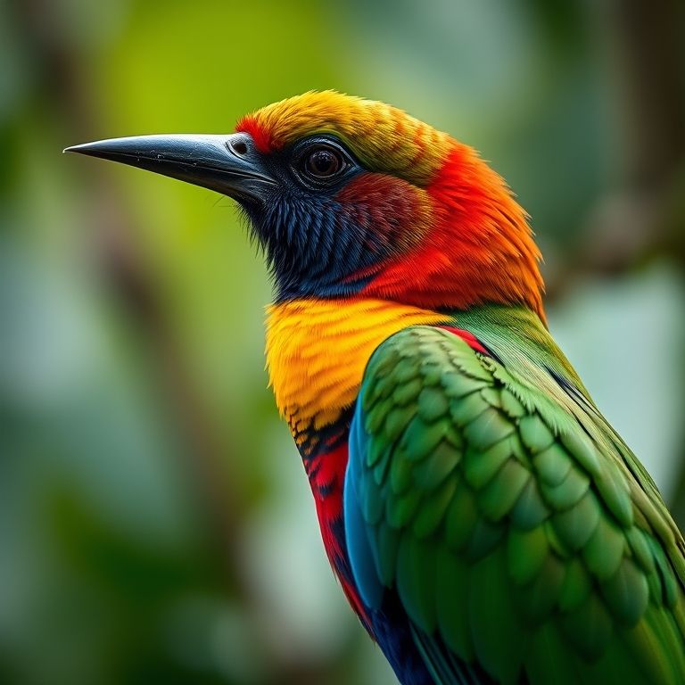 Pássaro colorido na Amazônia Roraimense.