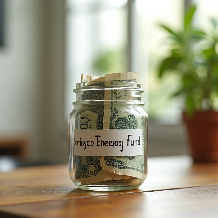 Pote com reserva de emergência.