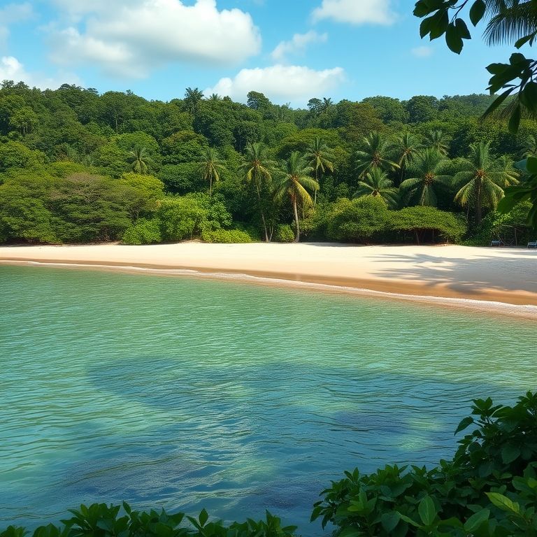 Praia da Fazenda, Ubatuba, com águas calmas e vegetação exuberante.