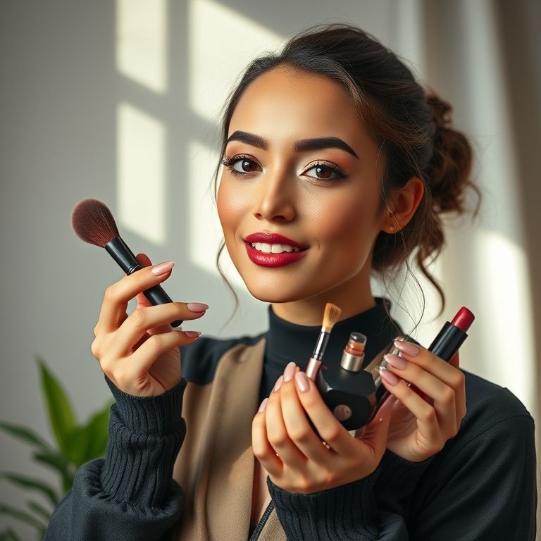 Produtos essenciais para maquiagem natural e elegante.