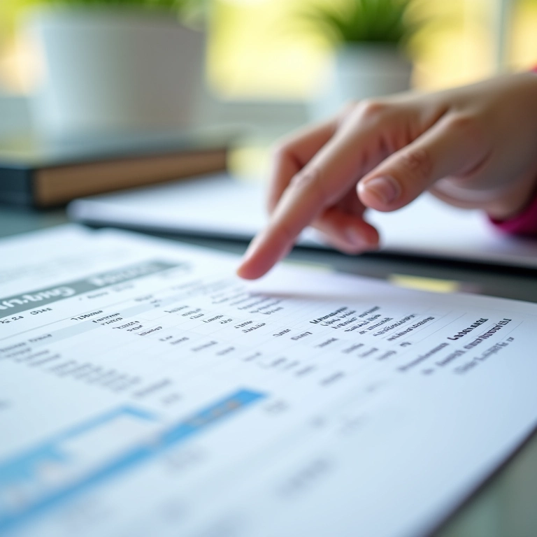 Professor analisando dados de desempenho acadêmico em relatório escolar.