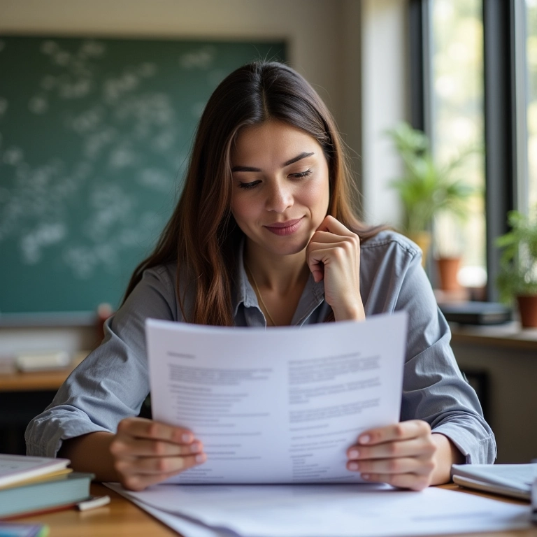 Professor refletindo sobre os objetivos de aprendizagem em documento.