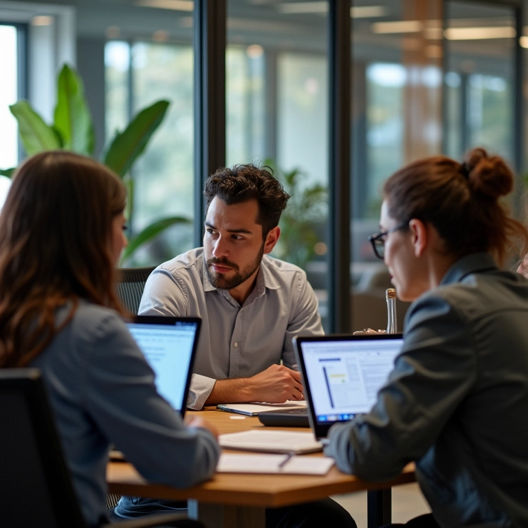 Zoom ou Google Meet: Qual a Melhor Plataforma de Reunião? Profissionais diversos em videoconferência usando Zoom e Google Meet.
