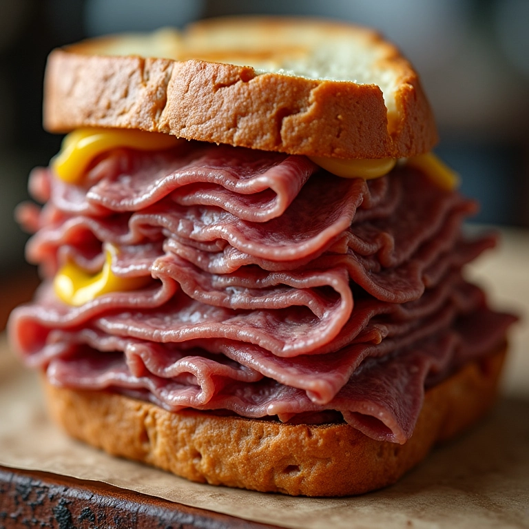 Sanduíche de pastrami do Katz's Delicatessen, um clássico de Nova York.