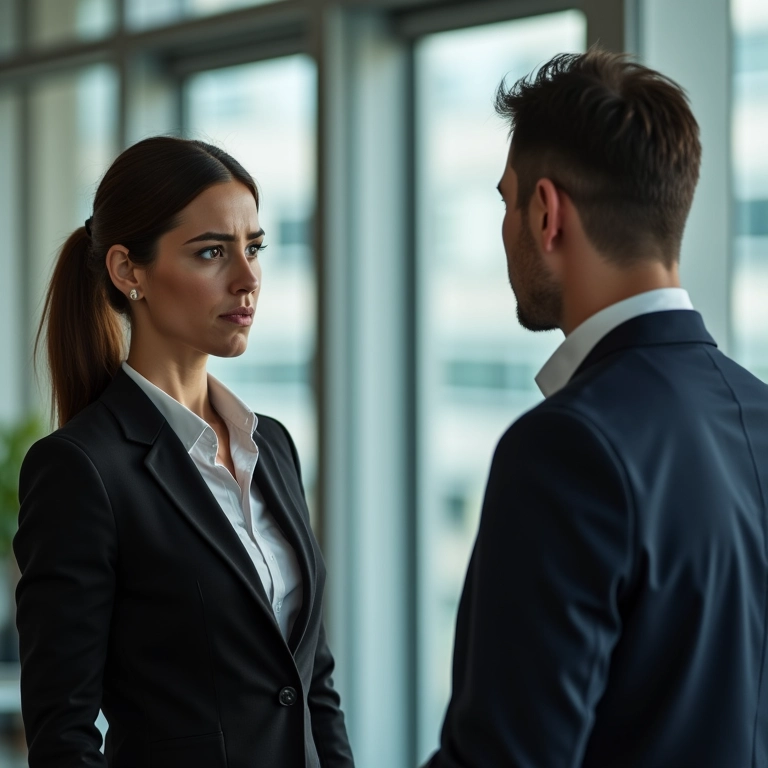 Servidor preocupado conversando com supervisor sobre demissão.