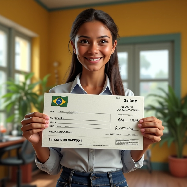 Servidor público brasileiro sorrindo ao receber remuneração integral durante o estágio probatório.