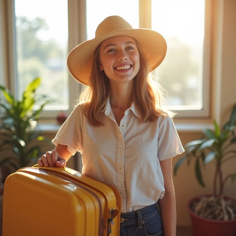 Servidora pública brasileira preparando mala para as férias, direito garantido no estágio probatório.