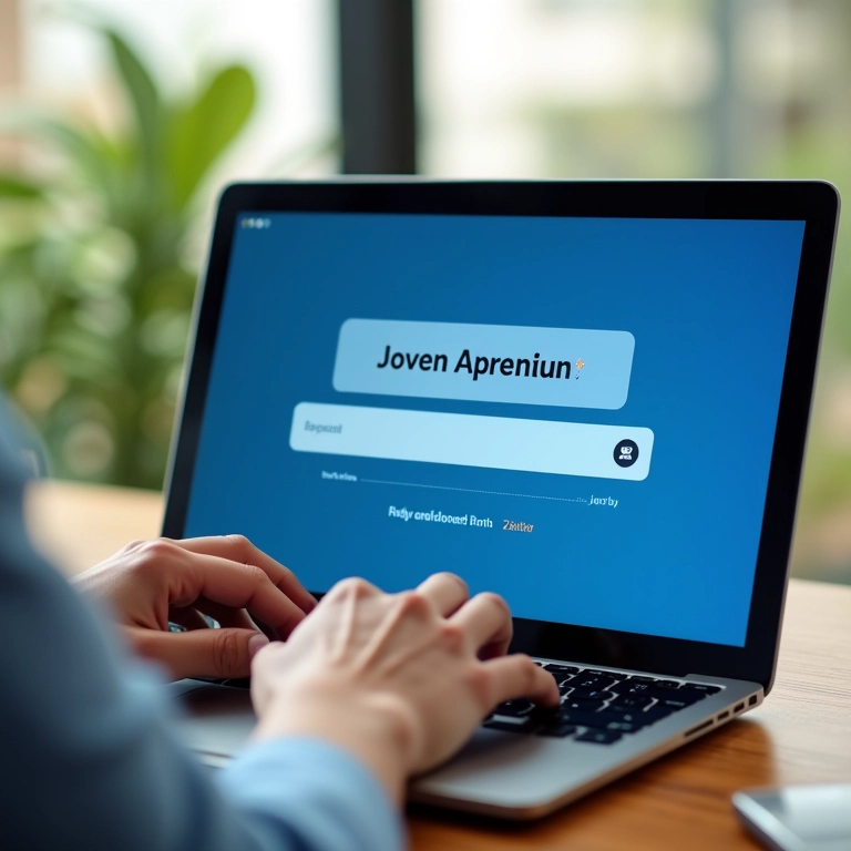 Tela de laptop mostrando um site de busca de vagas para Jovem Aprendiz.