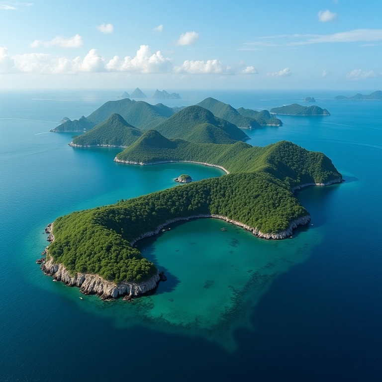 Vista aérea das ilhas do Parque Nacional de Komodo.