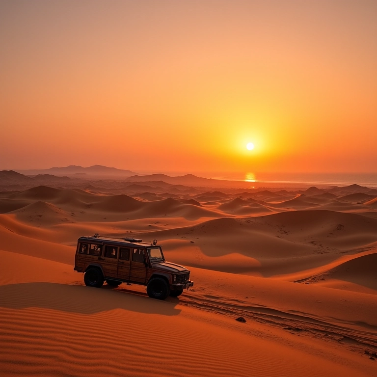 Vista panorâmica das dunas e lagoas de Jericoacoara ao pôr do sol.