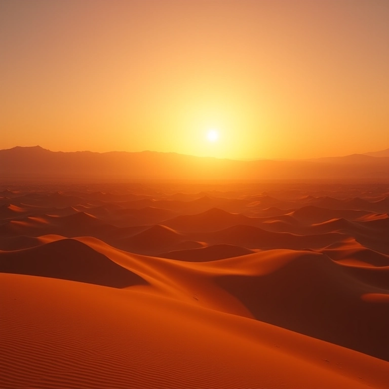 Fotos do Deserto de Atacama no Chile Vista panorâmica do Deserto do Atacama ao pôr do sol, com dunas e montanhas ao fundo.