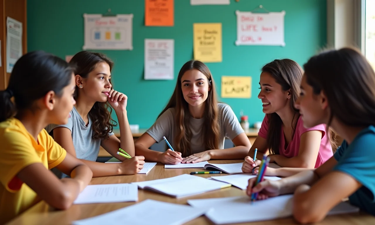 Adolescentes definindo projetos de vida em ambiente escolar.