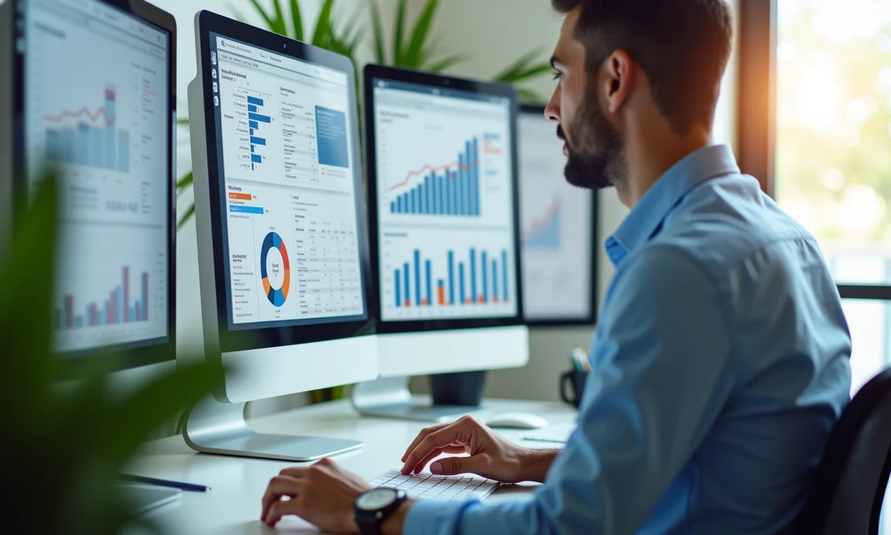 Analista de dados em escritório brasileiro analisando taxas de alfabetização.