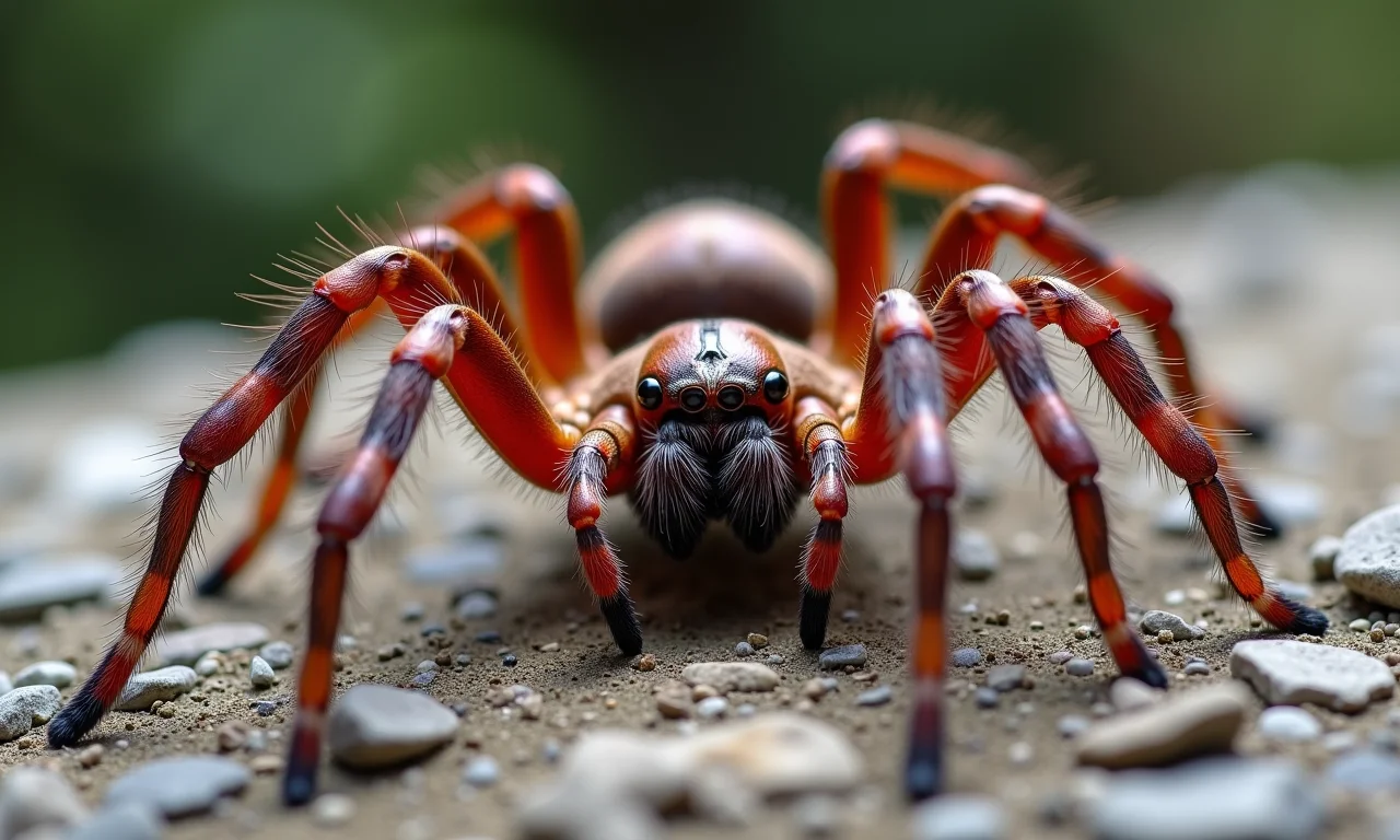 Aranha-caranguejo-gigante em superfície rochosa.