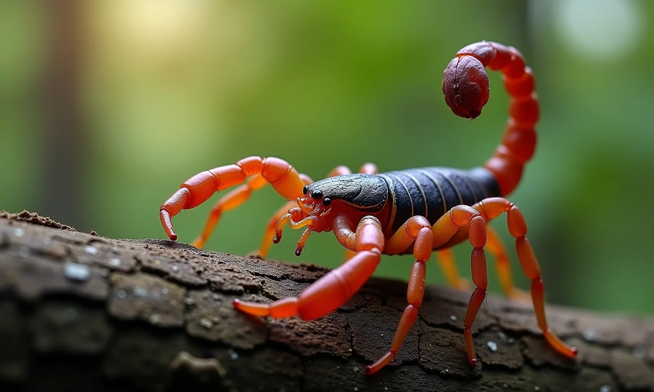 Aranha-escorpião mimetizando um escorpião em galho.