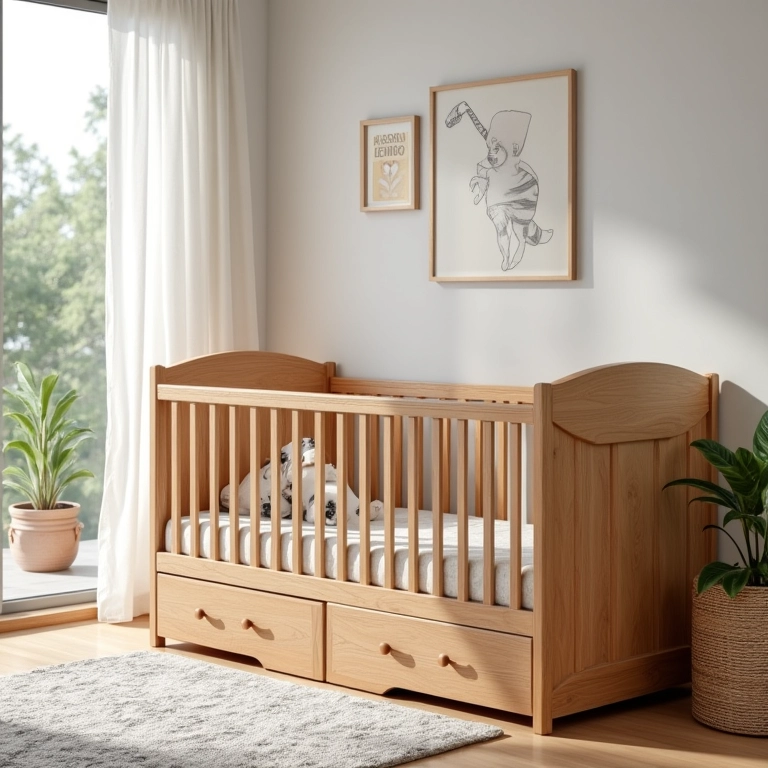 Berço multifuncional com gavetas e trocador embutidos.