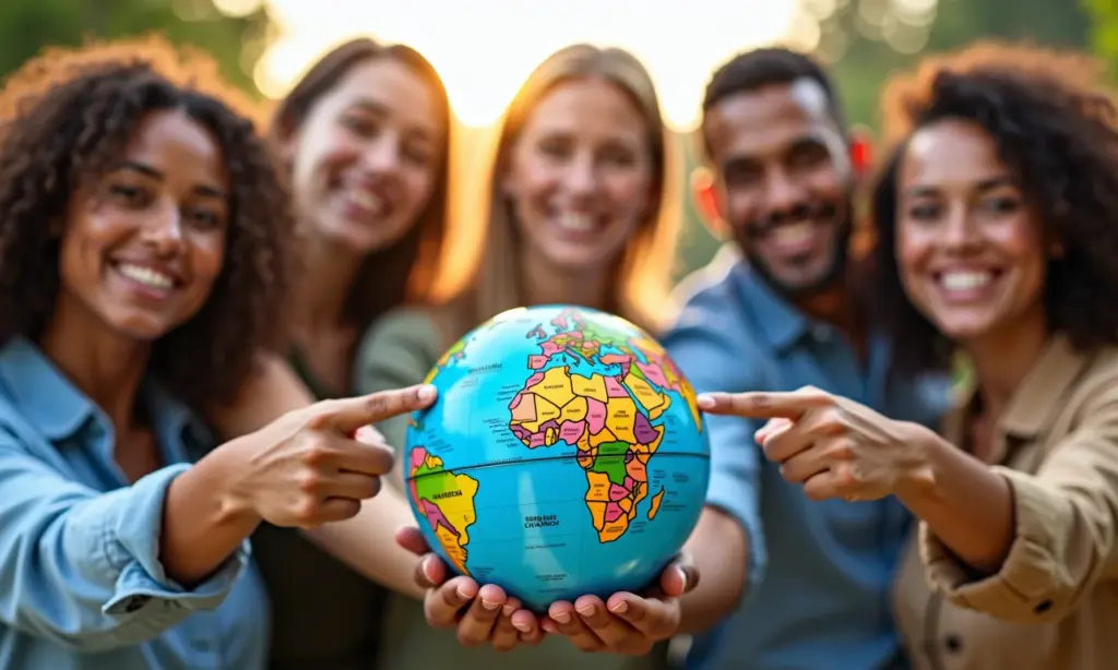 Como Investir no Exterior Morando no Brasil: Guia Fácil Brasileiros felizes investindo globalmente, representando crescimento financeiro.