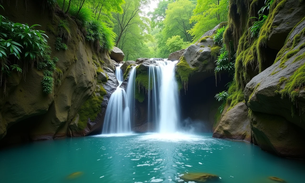 Cachoeira exuberante perto da Pedra Azul, Espírito Santo.