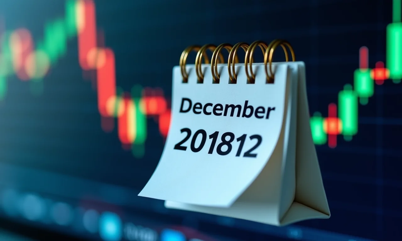 Calendário marcando a data de vencimento de uma opção, com gráficos financeiros ao fundo.