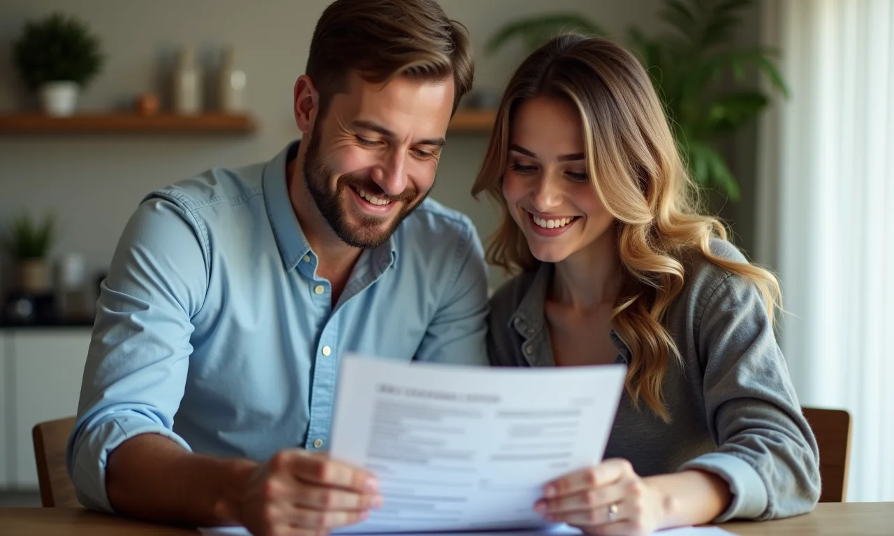 Casal analisando lista de gastos essenciais para o bebê.