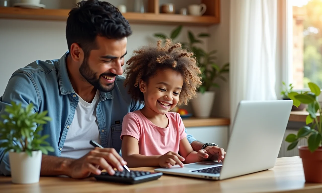 Casal calculando custos de creche ou babá a longo prazo.