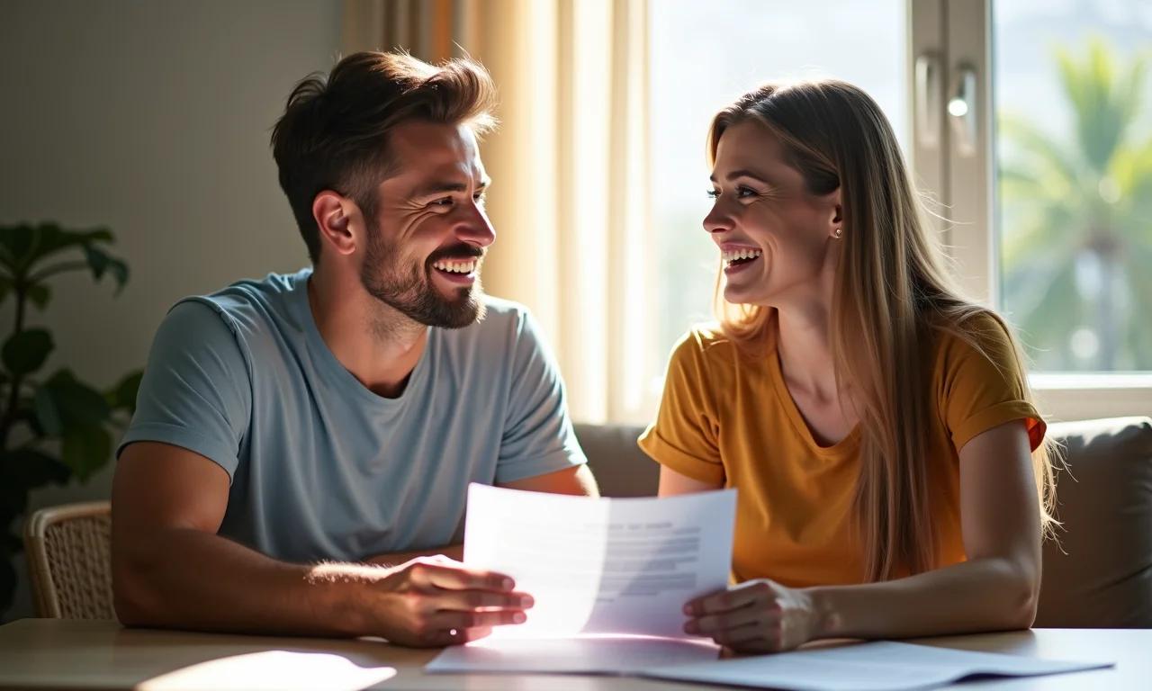 Casal conversando sobre licença-maternidade e renda familiar.